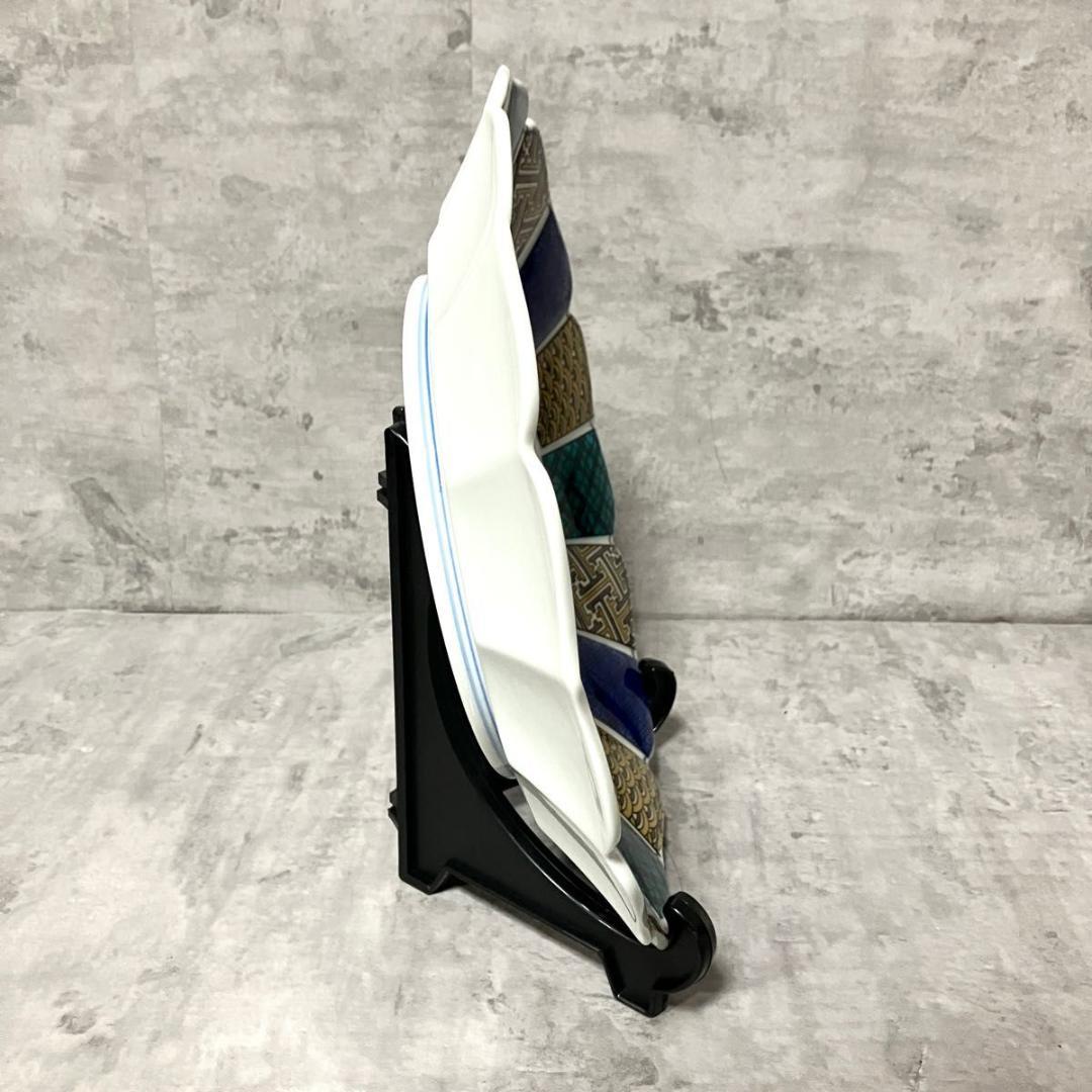 未使用保管品　九谷焼 10号飾皿 古九谷花鳥　伝統工芸品　皿立付　32cm 箱付