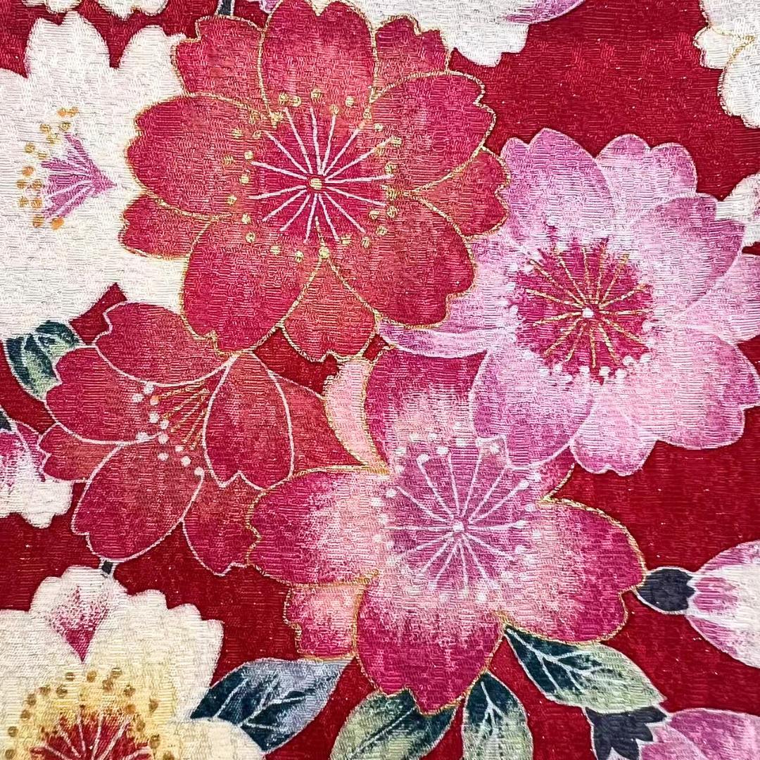 ≪早い者勝ち≫【美品】 振袖 正絹 花柄 桜 成人式 単品 赤 67 ●