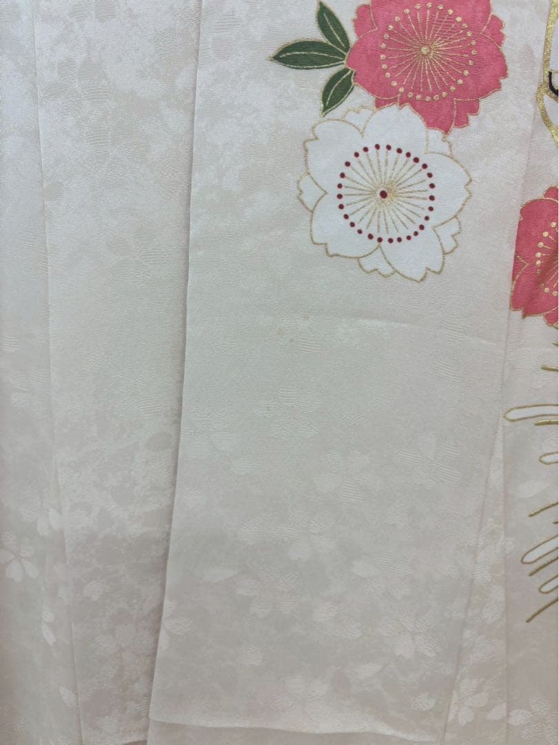 《美品》振袖　単品 A No.417 白　中振袖150〜160cm