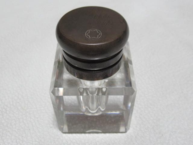 ◆非売品 1970年代！モンブラン クリスタルインクウェル 真鍮製蓋付 インク瓶