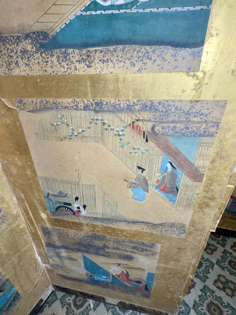 ヴィンテージ屏風 六曲一双 全36図 江戸〜明治 和風美術 2屏風セット