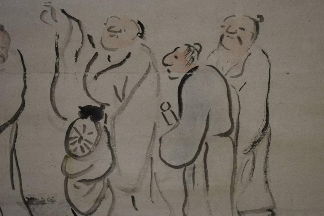 模写/池大雅/竹林七賢人図/絹表装/布袋屋掛軸HF-785