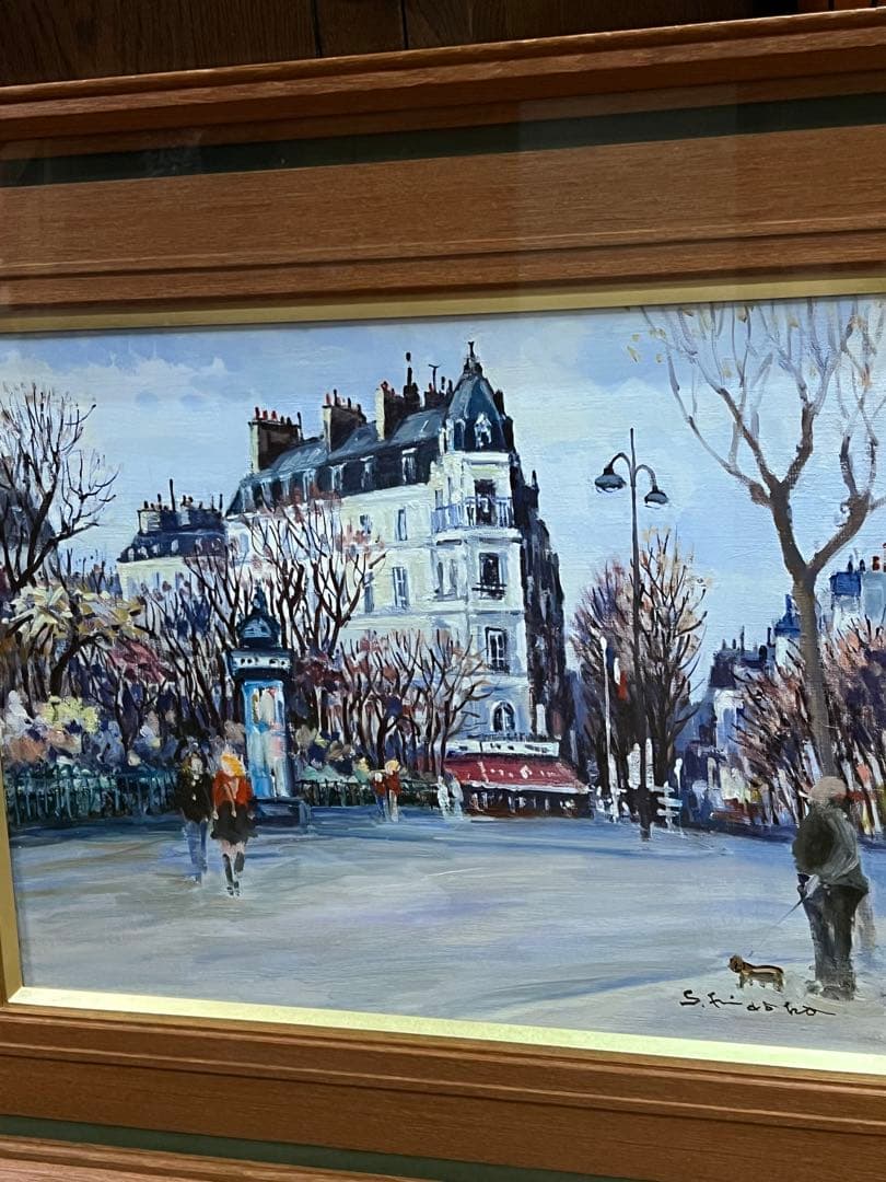 油彩画 街の風景　日高蔀　作品