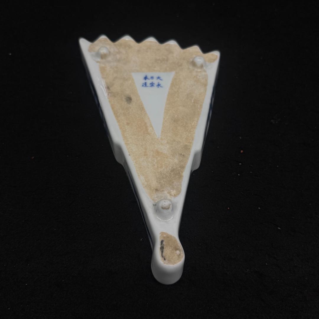 大日本永楽造　染付山水絵　半開き扇子型向付5点　骨董　アンティーク