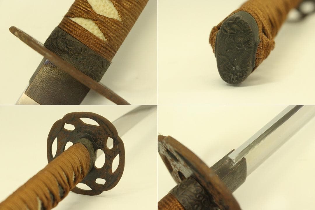 武具 模造刀 大刀 小刀 セット 鞘龍彫刻(メ1483)