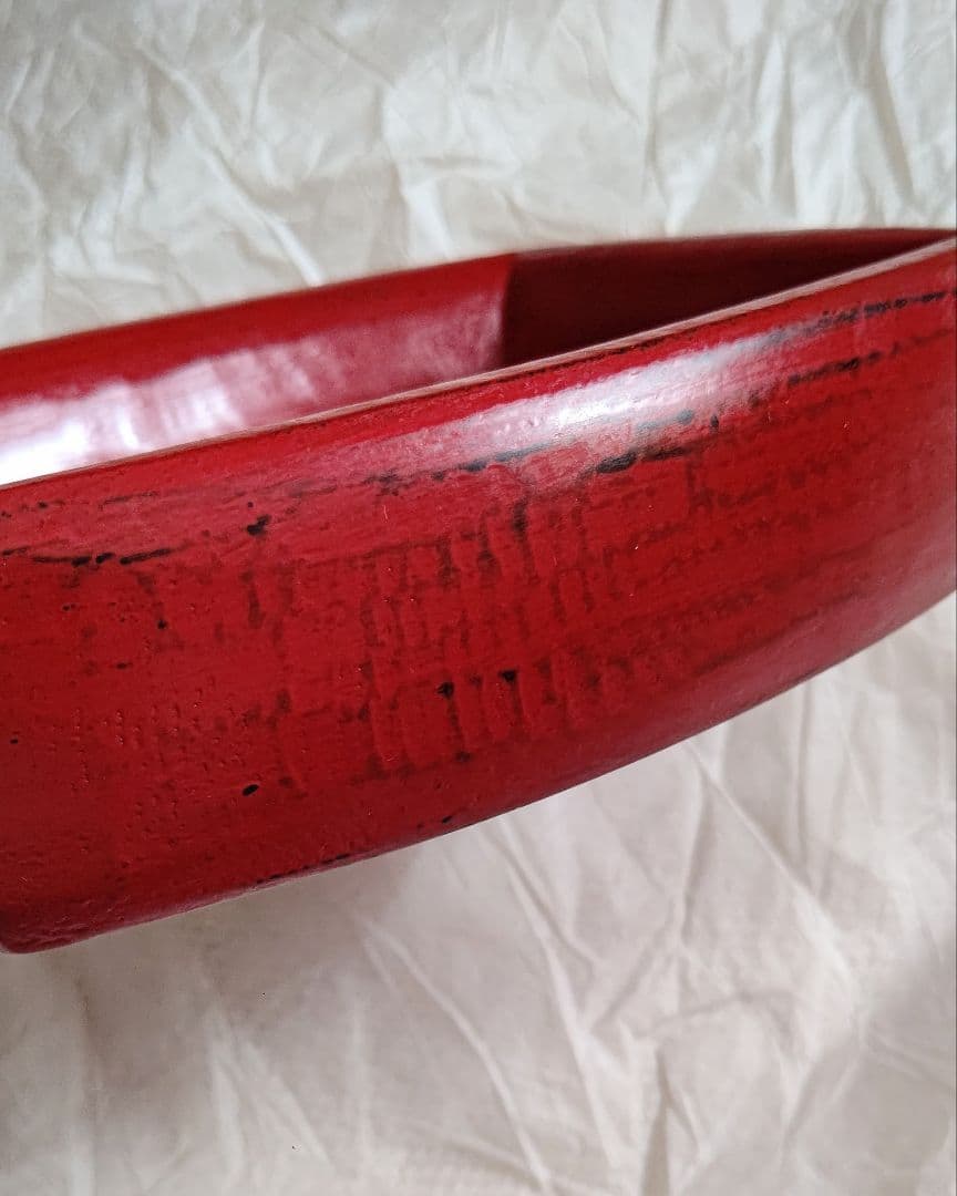 松崎融 朱漆 額縁 古布 民芸 民藝