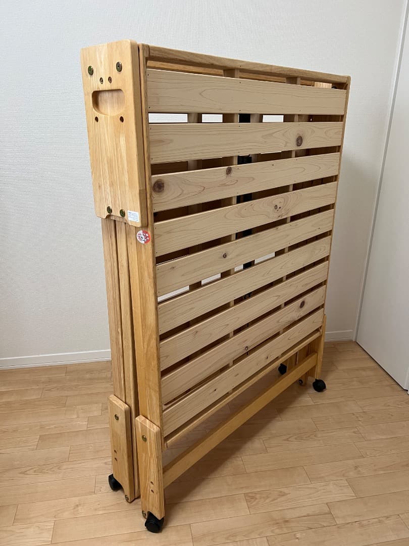 折りたたみ　すのこ　ベッド　中居木工　シングル　ハイタイプ