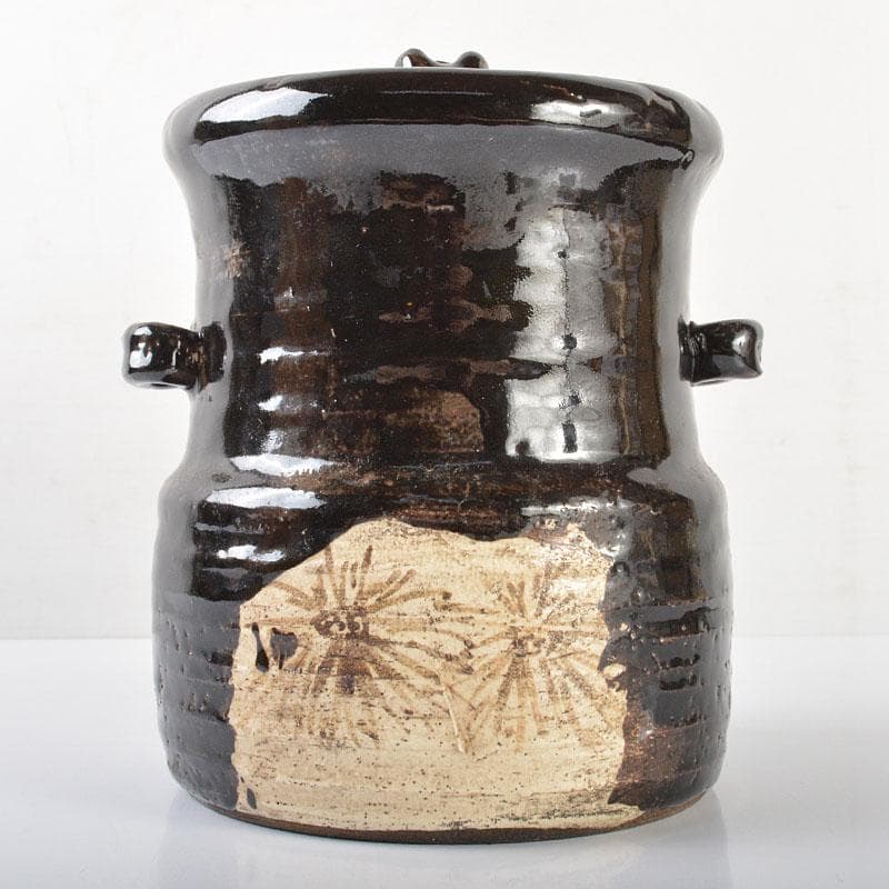 北大路魯山人作　黒織部　水指　時代箱付　V　R6469B