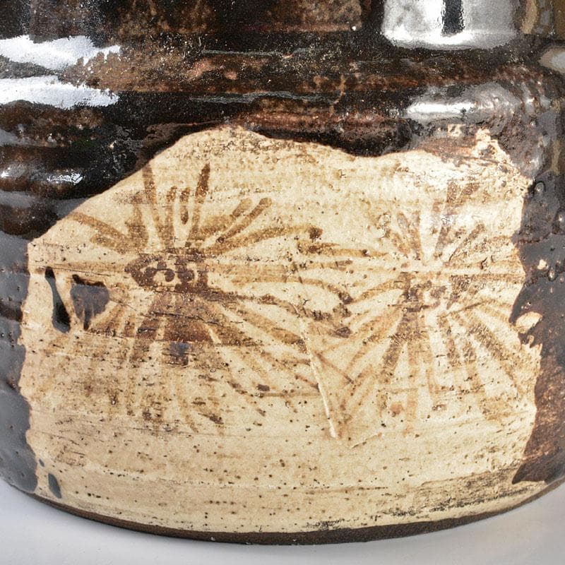 北大路魯山人作　黒織部　水指　時代箱付　V　R6469B