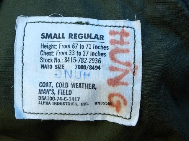 1974” 米軍実物 M65フィールドジャケット　S-R　ALPHA　290