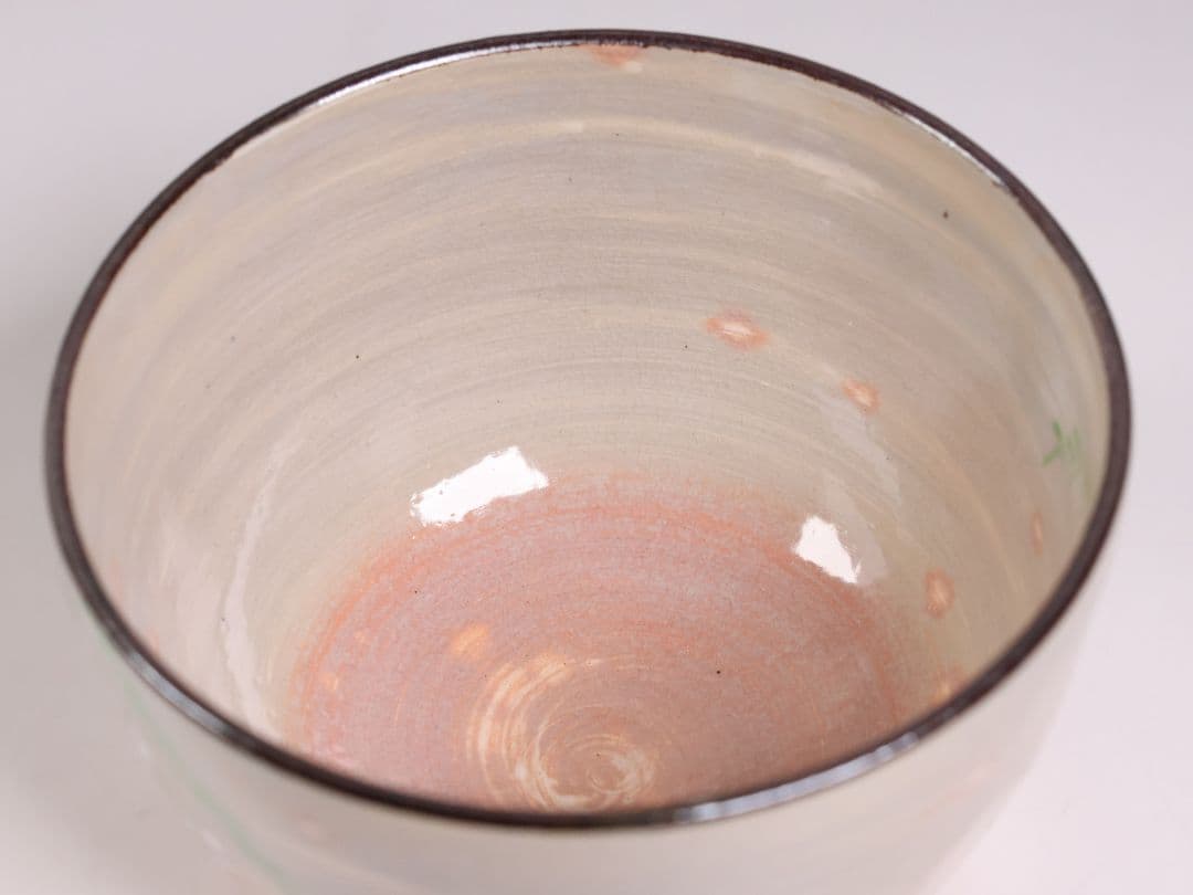 茶道具 鳴滝窯 橋本城岳 乾山写 柳桜文 茶碗 共箱 共布 京焼【MB93】