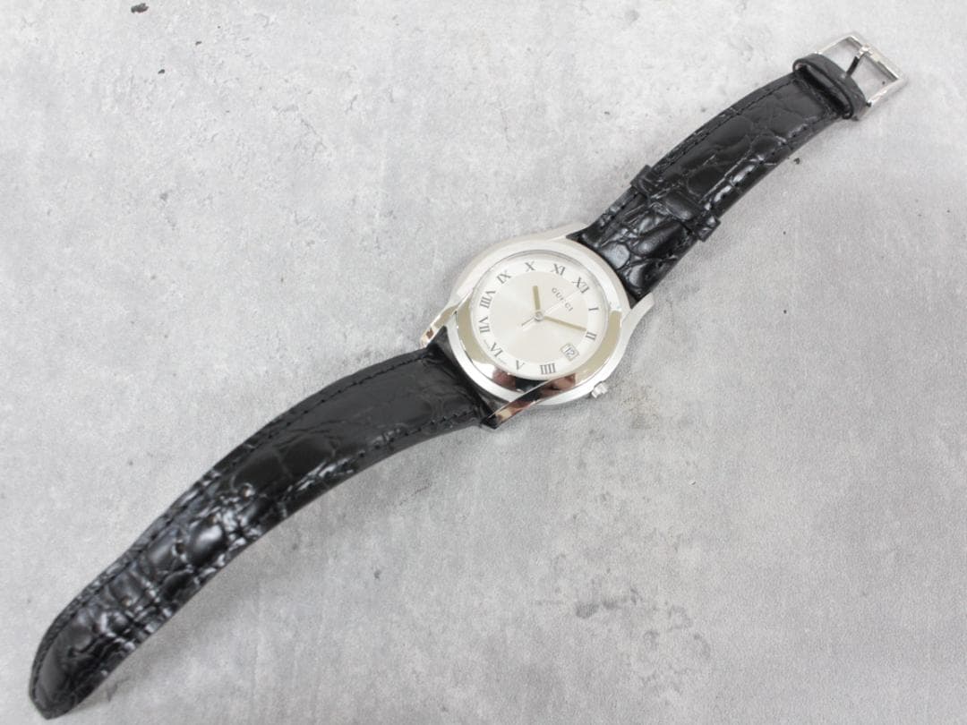 ▲GUCCI/グッチ 腕時計 5500M クォーツ レザーベルト