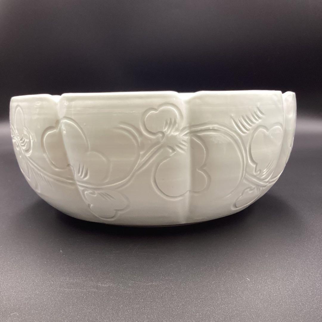 平水指　刻花草文　楽山窯　榊原勇一作　古物　桐箱入