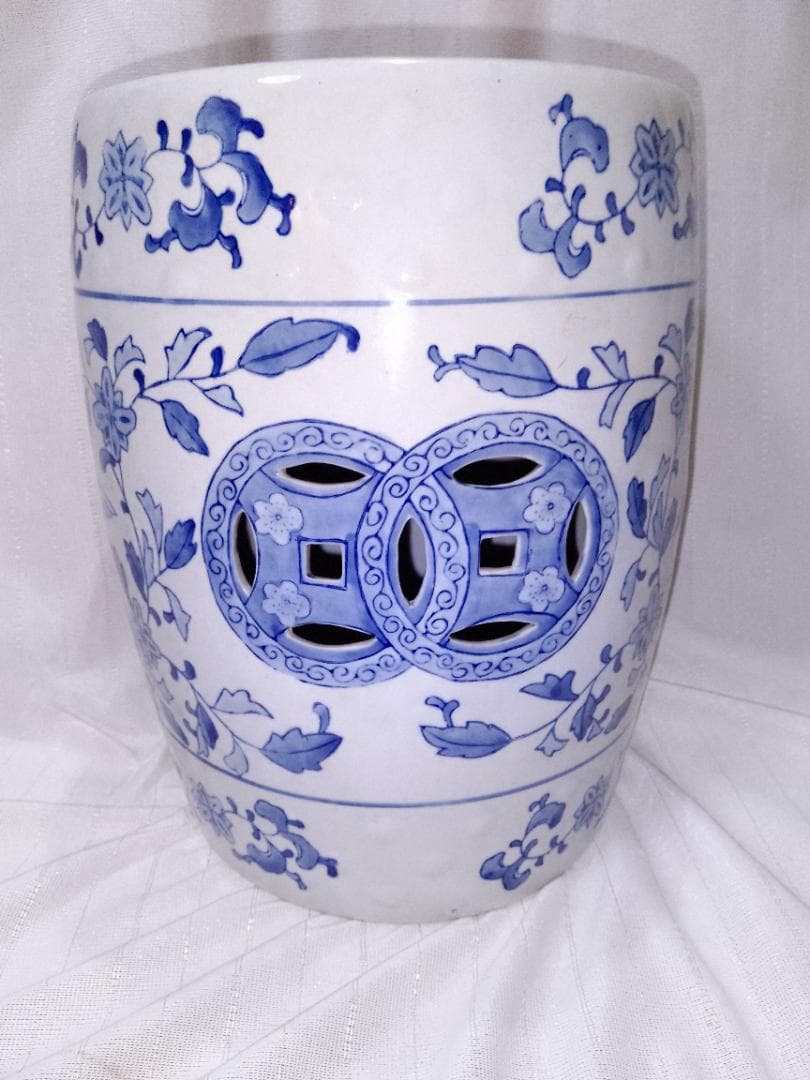 値下げ　骨董品 アンティーク ガーデンスツール　陶器　インテリア　庭椅子