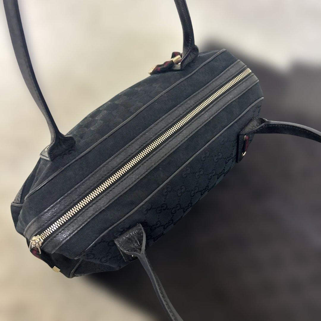 【美品】GUCCI プリンシー GGキャンバス ミニボストンバッグ 肩掛け 黒