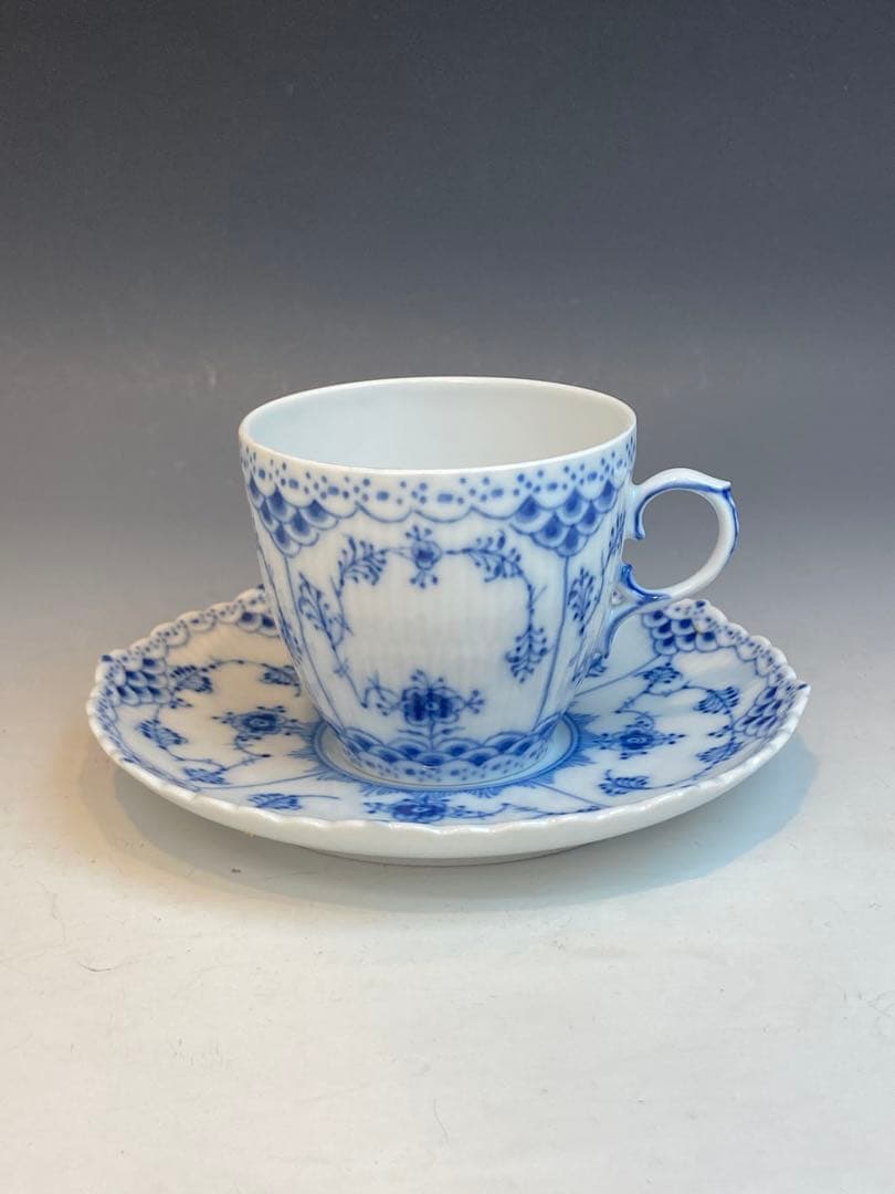ロイヤルコペンハーゲン ブルーフルーテッド フルレース デミタスカップ＆ソーサー
