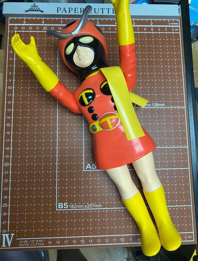 電波人間タックル　ソフビ人形 26cm 通常塗装版 昭和オレンジ色