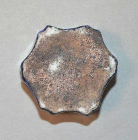 『李朝瑠璃釉亀甲形水滴』 藍釉　古陶磁器　李氏朝鮮　硯滴　水注　古美術