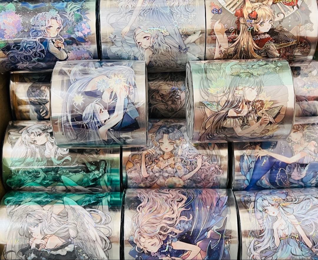 《在庫ラスト❗️処分セール》海外人物　マスキングテープ　墨魚 14点　⚠️ホロpet