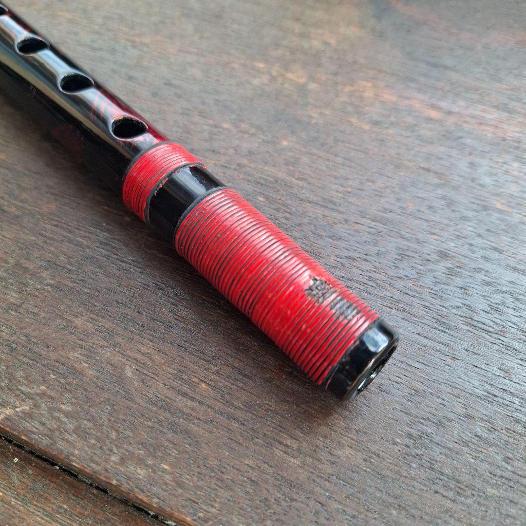 篠笛　古典調　7穴　五本調子　天地藤巻き　超鐵仕様　黒地／赤①