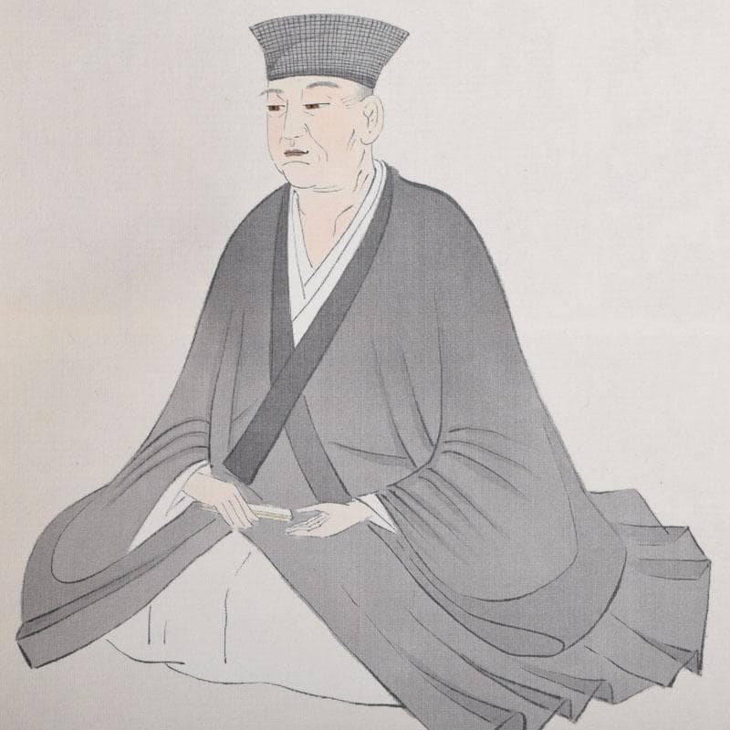 掛軸　前大徳　大橋香林書　分部五鈴画賛　「利休座像」　共箱　C　8688A