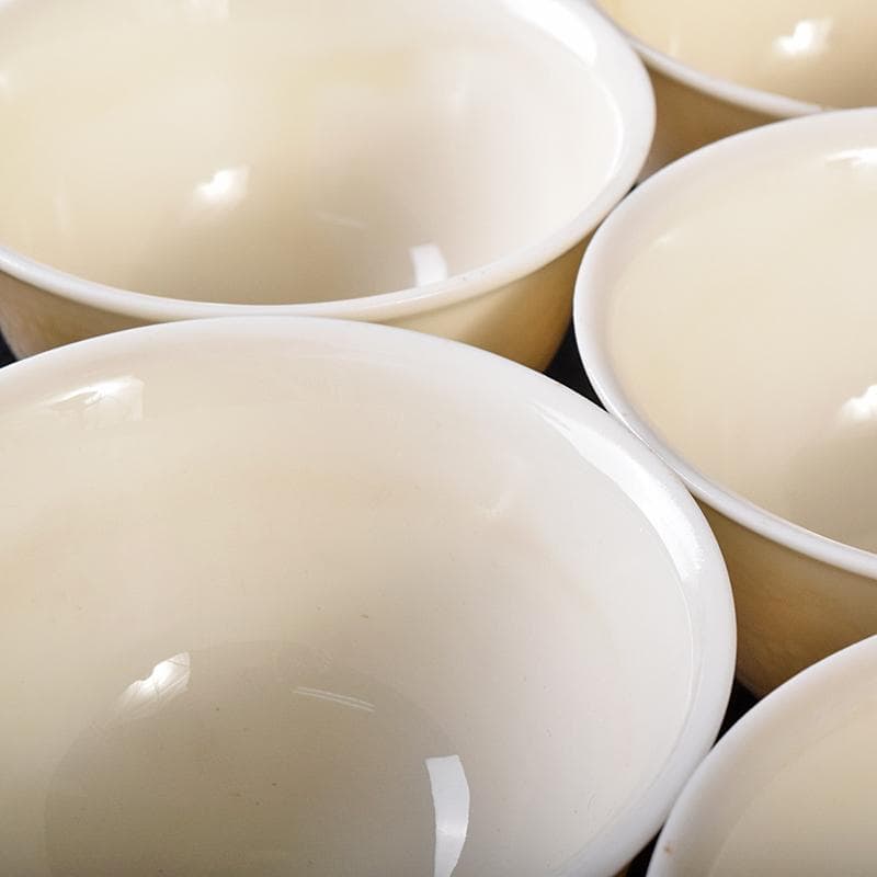 中国　徳化窯白磁　印刻　双龍文　煎茶碗　六客　V　8129E