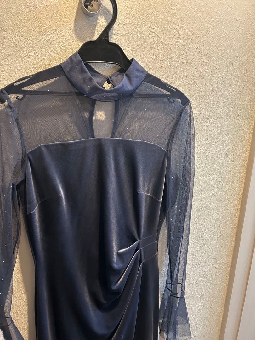 SNIDEL スナイデル　シアードッキングベロアドレス ネイビー 0サイズ