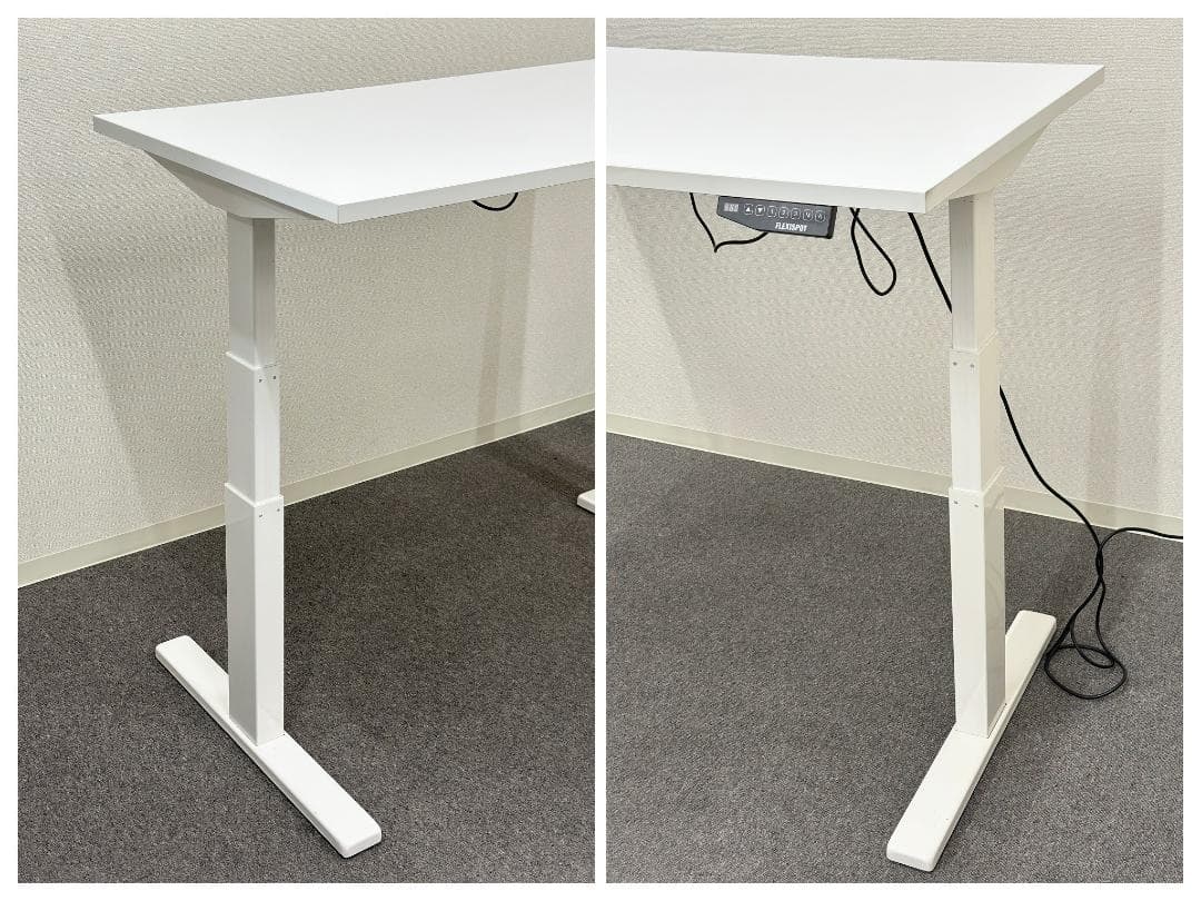 FLEXISPOT■電動式昇降デスク　幅140cm　高さ調節　パソコン　ホワイト