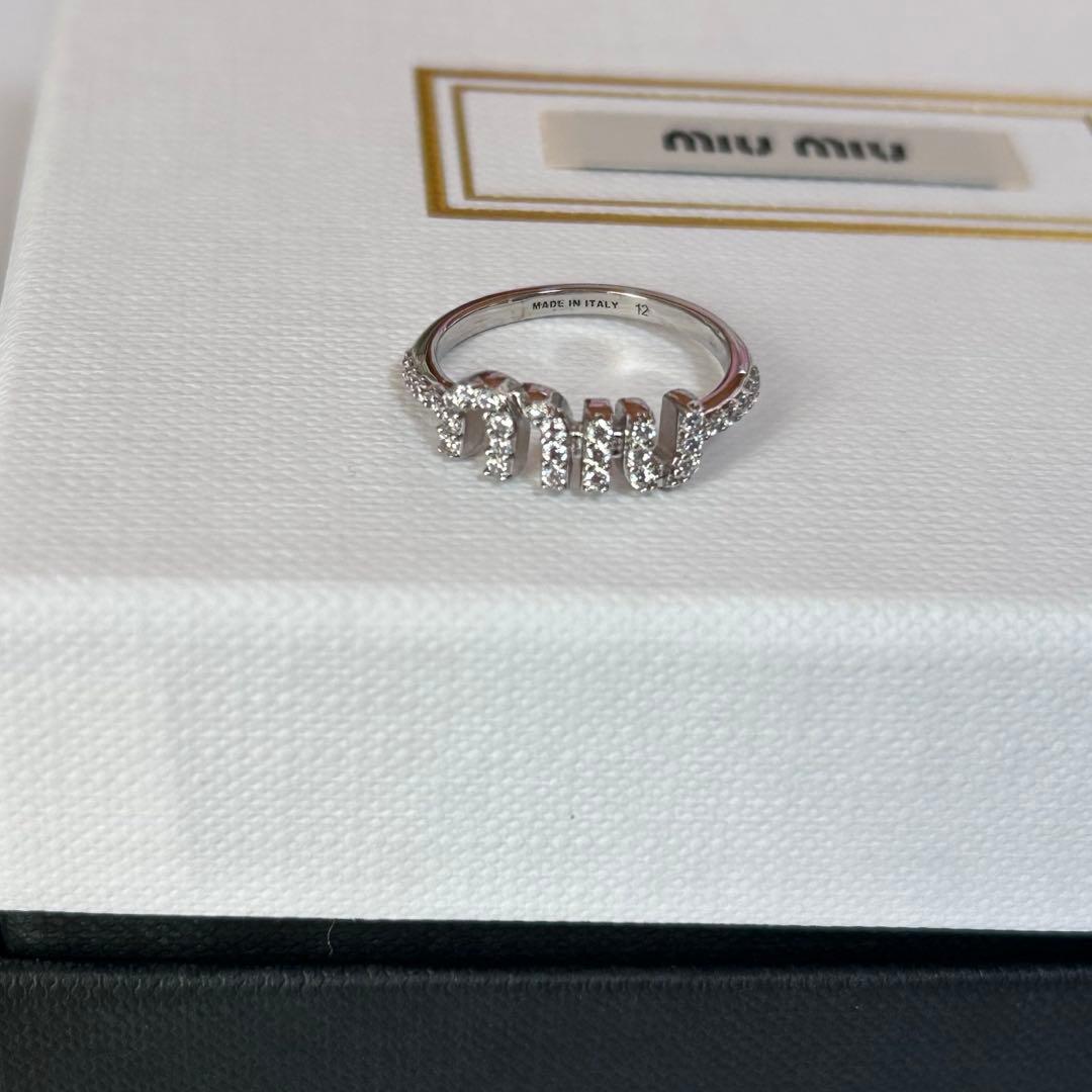 miumiu リング クリスタル　シルバー 12号