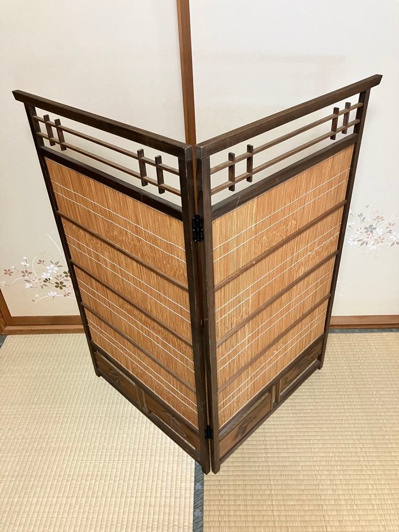 年末年始お値下げ　簾戸　衝立　漆塗り　ビンテージ　もう作れない　明治時代　建具