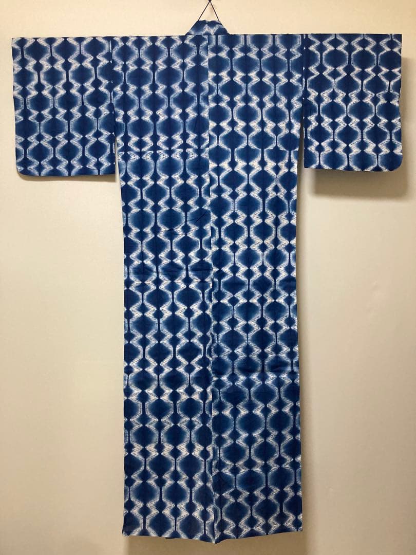 【高級】【美品】有松鳴海絞　日本製の伝統工芸士さん染め絞り 単衣浴衣