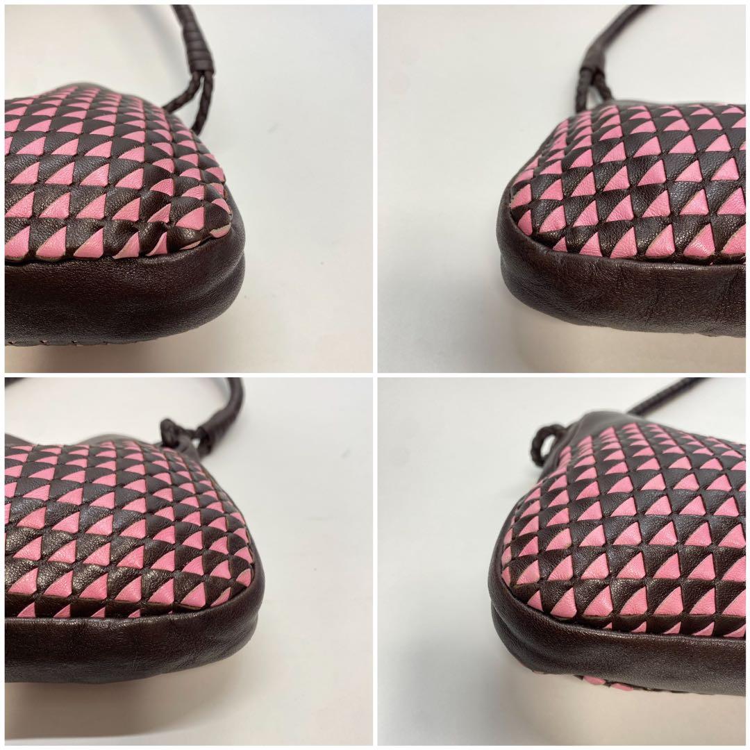 ボッテガヴェネタ ワンショルダーバッグ ブラウン×ピンク イントレチャート