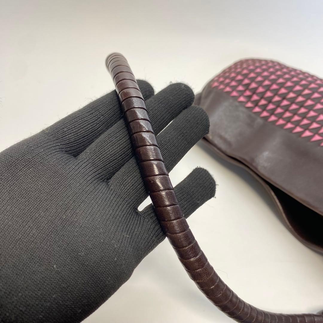 ボッテガヴェネタ ワンショルダーバッグ ブラウン×ピンク イントレチャート