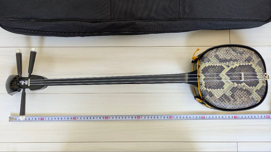 三線本体 ヘビ革模様 ケース付き