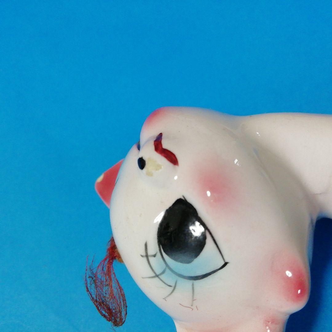 昭和レトロ　陶器の猫　ウインクするネコの人形　ルネ