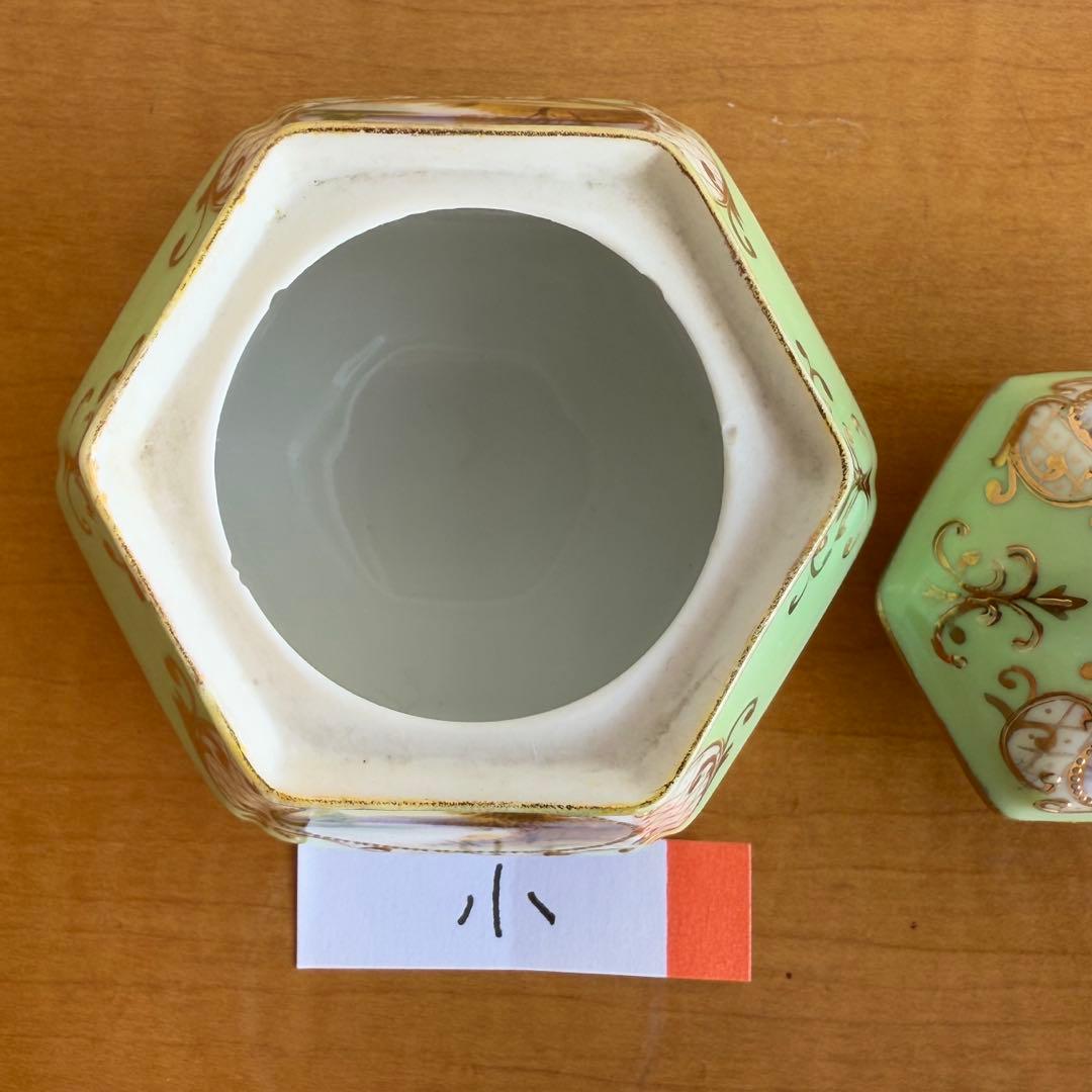 オールドノリタケ　里帰り　オクトゴナル　六角　蓋もの3点セット　金盛り