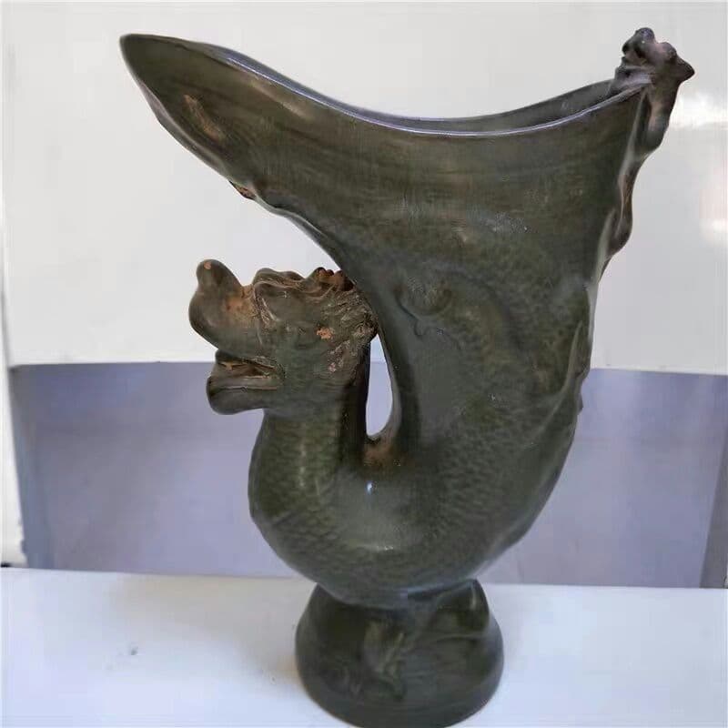 宋官窯竜泉磁器竜頭御杯擬古磁器古玩家庭博古架置物収蔵