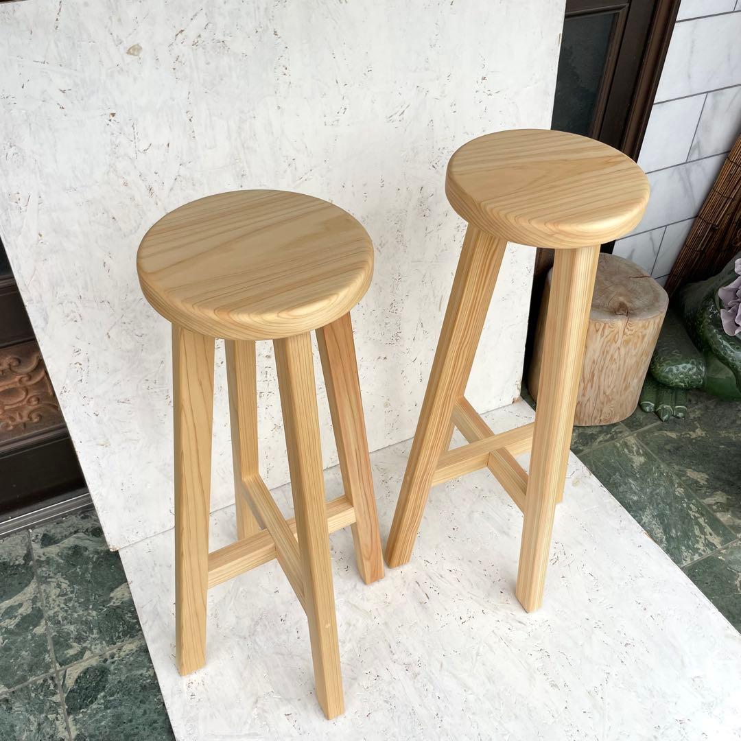 ♡　国産ひのき　丸椅子　木製スツール