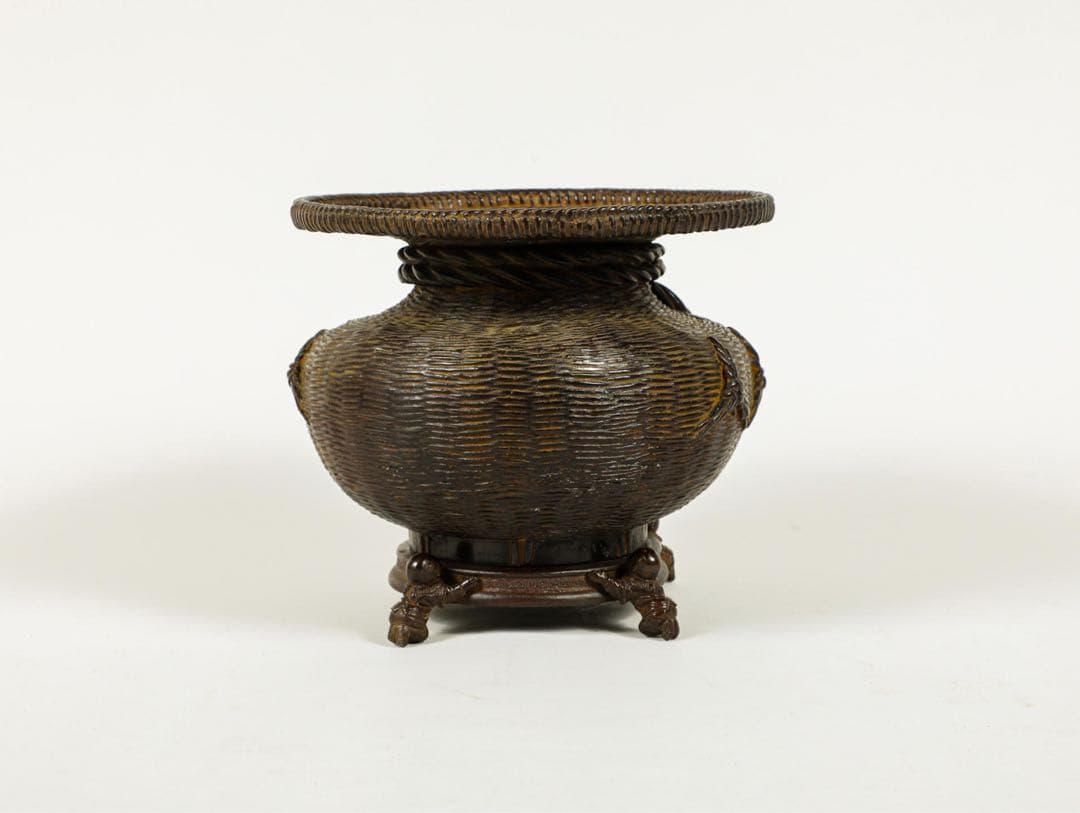 時代物 骨董品 古銅唐子花器 置物　在銘