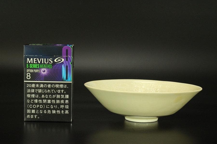 中国美術 白磁 草花鳥紋 碗 φ14.2cm(HA446)