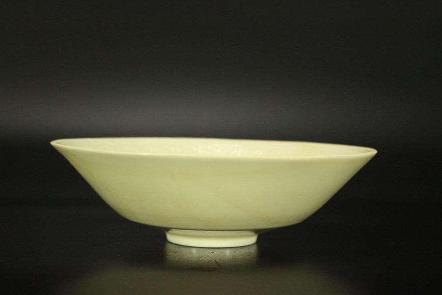 中国美術 白磁 草花鳥紋 碗 φ14.2cm(HA446)