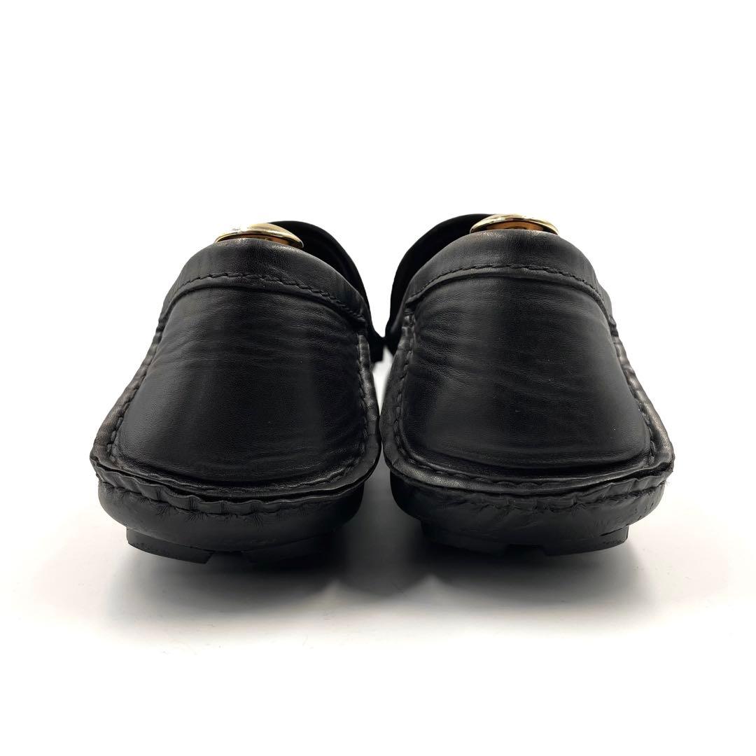 《超美品》GUCCI グッチ ローファー GG柄 本革 PVCレザー ブラック