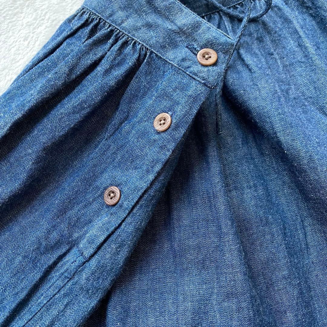 45rpm インディゴ コットンフレアティアードスカート ブルー サイズ3