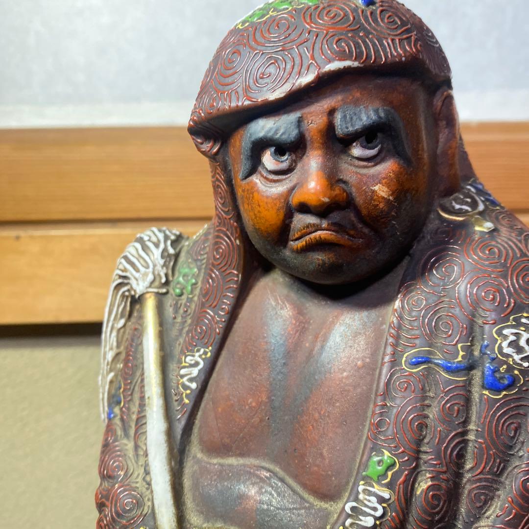 古九谷　色絵達磨図置物　30cm11cm12cm