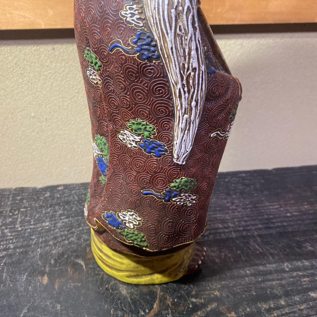 古九谷　色絵達磨図置物　30cm11cm12cm