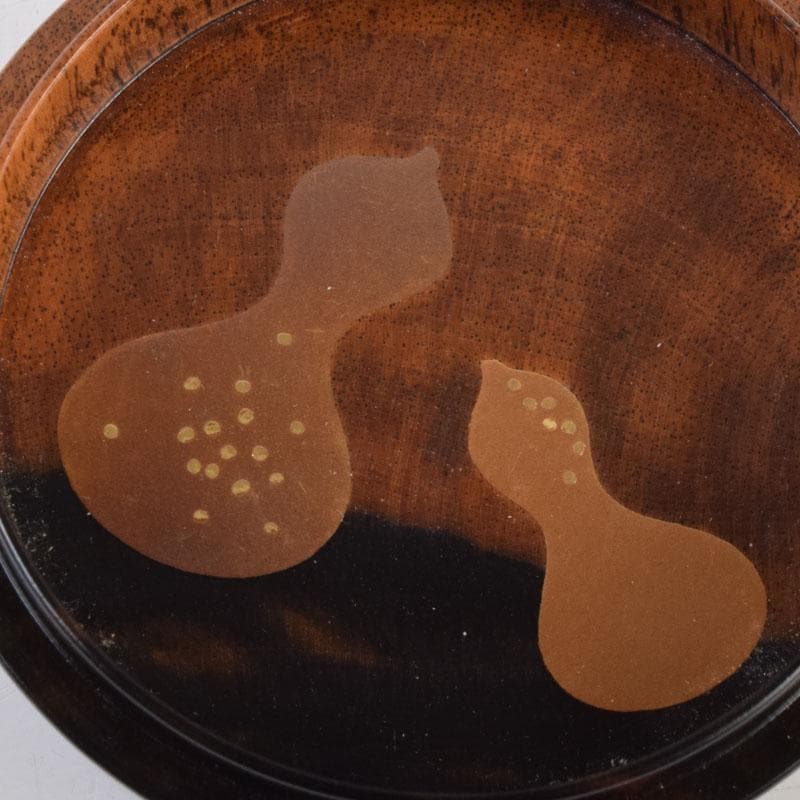 茶道具　正博作　黒柿製　六瓢蒔絵　香合　共布共箱　V　9034