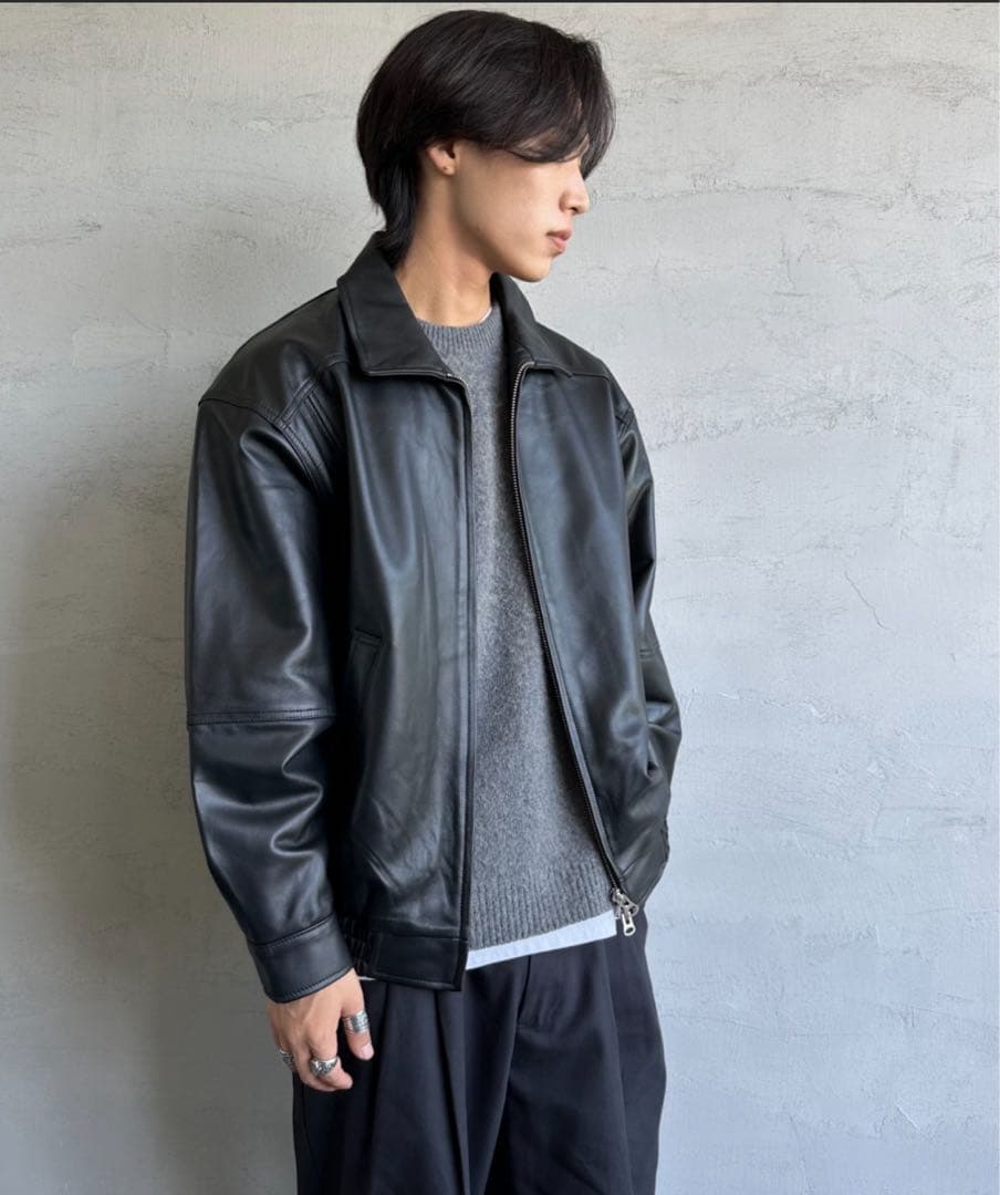 [ジーンズファクトリークローズ] ラムレザーボンバージャケット