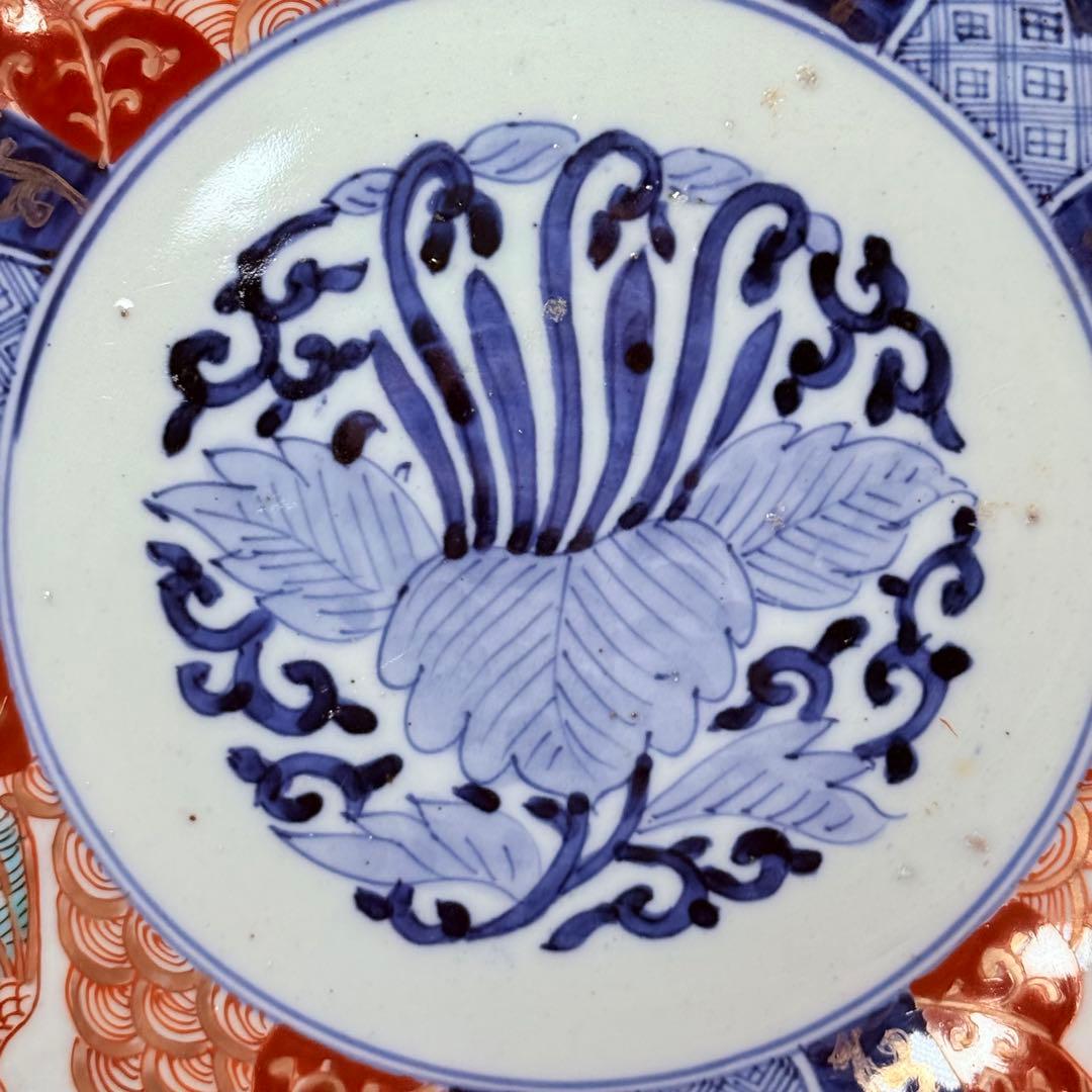 古伊万里　大聖寺伊万里　染錦三方龍仙人菊花型鉢　三ツ鉢揃い　黄仁覧図　特上品