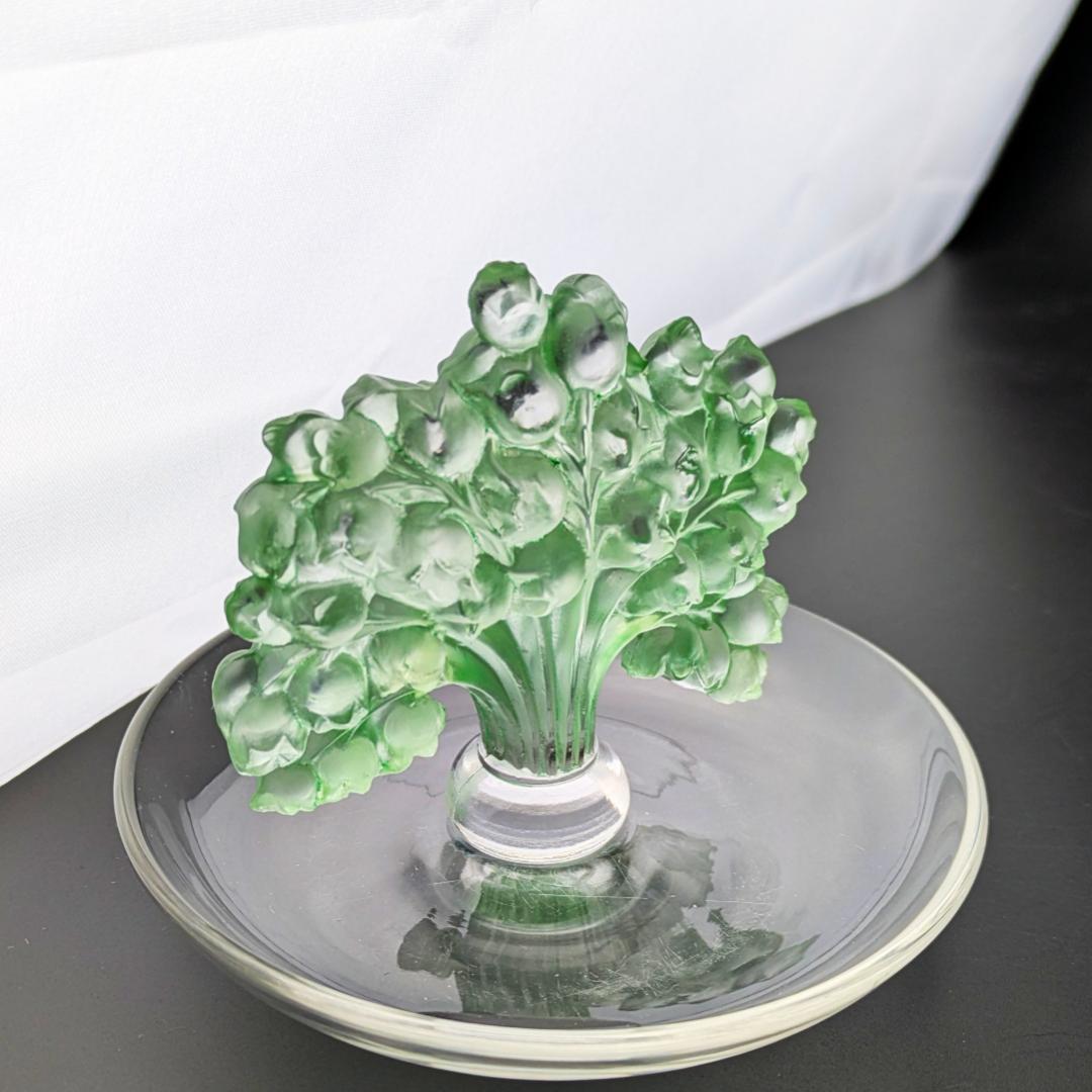 いちりんりんさん専用ルネ・ラリック幸運の鈴蘭ミュゲ緑彩パティナリングディッシュ希