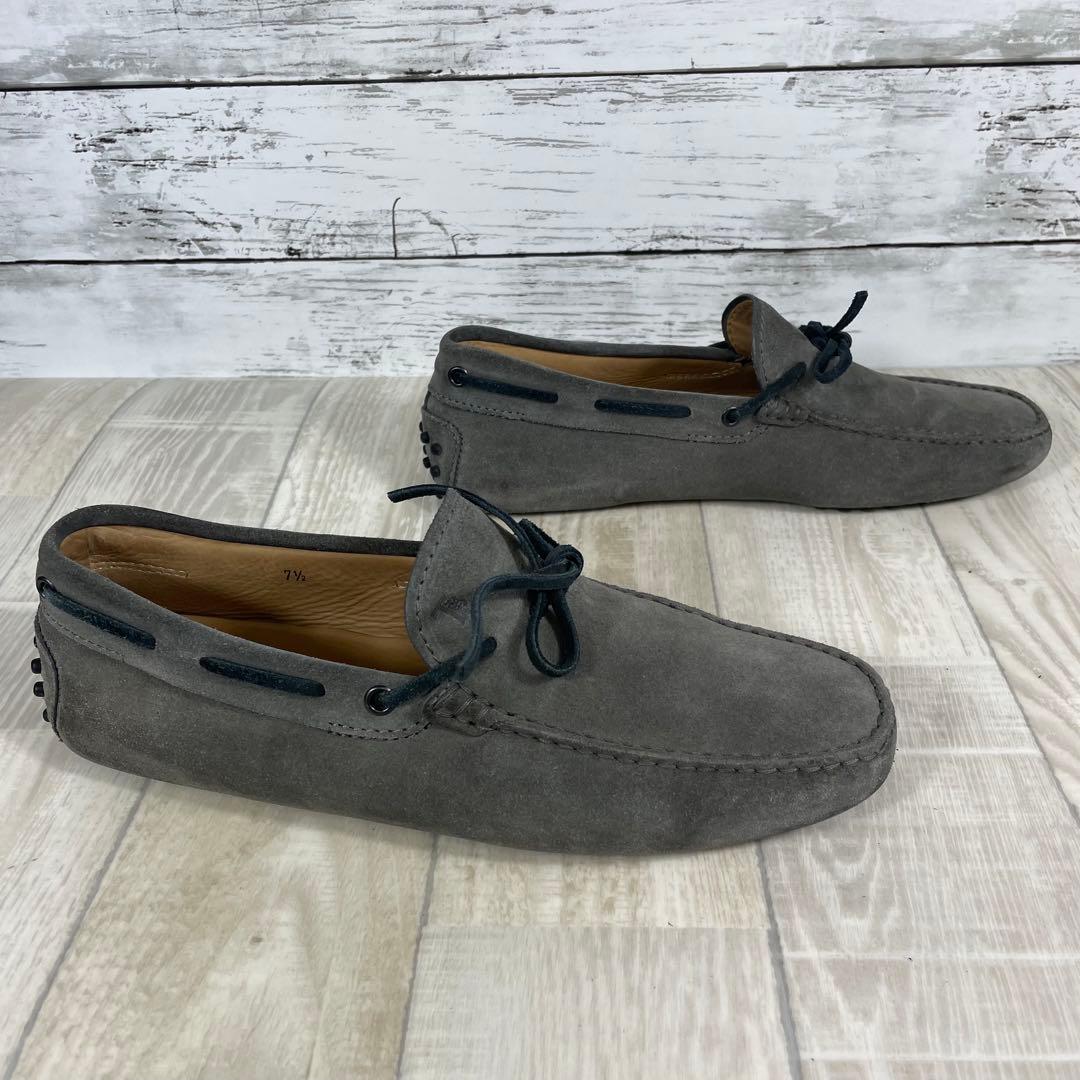 【美品】TOD'S スエード ドライビングシューズ　モカシン　グレー27.5cm